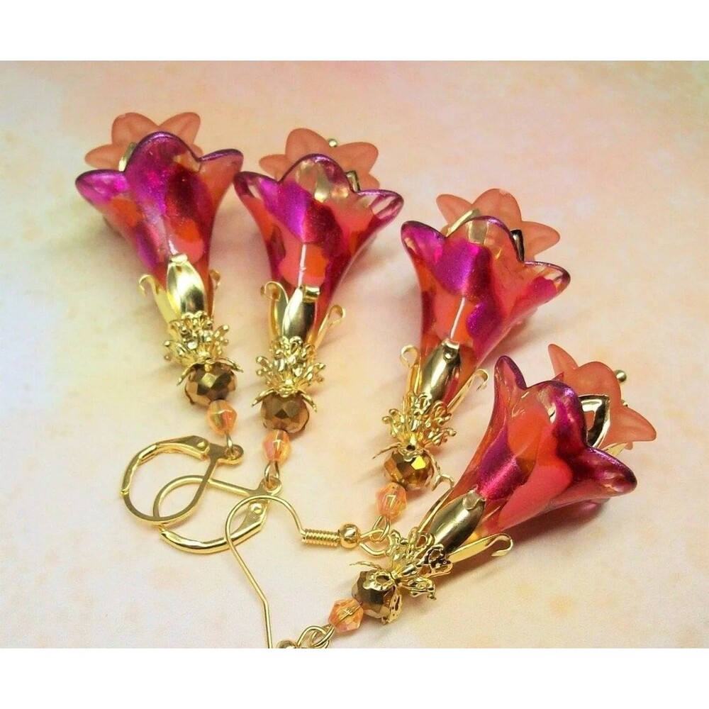 Boho Flower Earrings Dangle, Hand Painted, Flower Gifts for Her, Gift for Best F